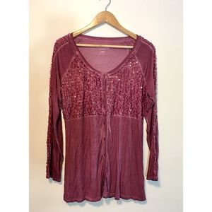 Soft Surroundings Purple Dyed Sequin Tunic Top